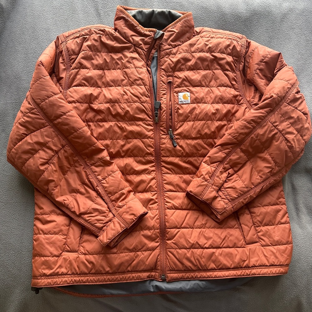 Carhartt Jacket Mens XL Gilliam Puffer Burnt Orange Quilted Insulated 102208 220